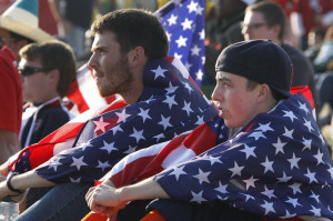 U.S. soccer fans gather to watch the World Cup at a local fan park in South Africa this Summer.