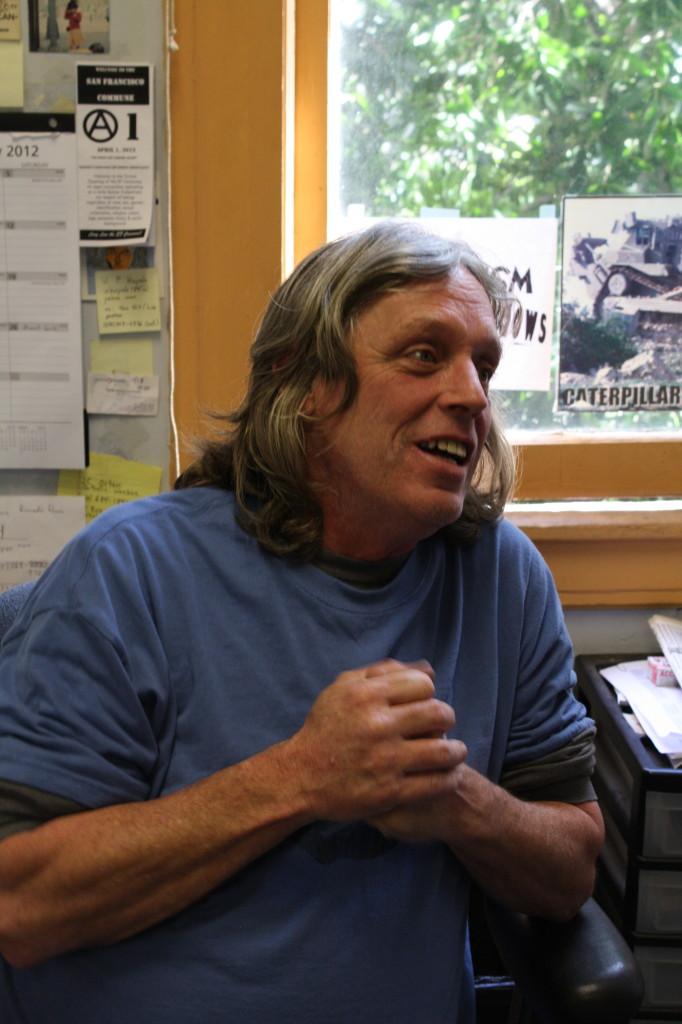 Activist Paul Boden talks about homelessness during an April 2012 interview at the headquarters of the organization he heads, the Western Regional Advocacy Project. Photo by Sonia Bartlett. 