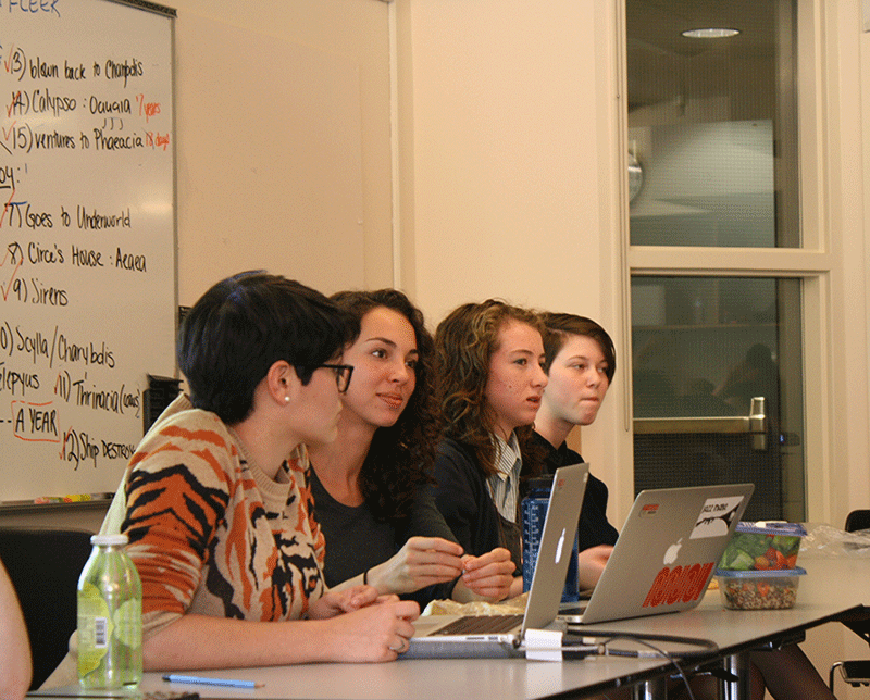 Students  on MultiCulti lead a discussion on how to be an ally. Photo by Olivia Mitchel