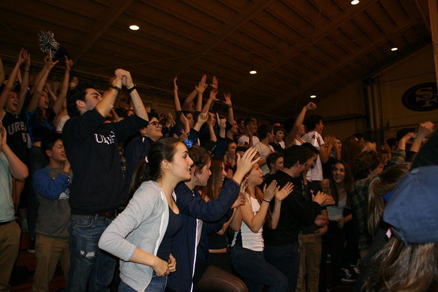 The+Urban+student+section+cheered+on+their+boys+basketball+team+vs.+Lick-Wilmerding+on+Jan.+23.