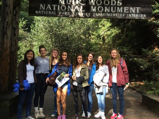 Six of the 20 French exchange students spend the day at Muir Woods with two Urban hosts. Photo by Renata Miller (used with permission)