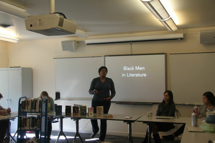 Dawn Jefferson and Cathleen Sheehan of the Urban English department led a presentation and discussion on Black Men in Literature.