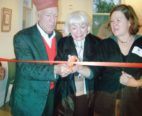 Robert (left) and Margrit Mondav (center) with Ann Hatch (right) at the ribbon cutting for the renovations of Oxbow’s dining hall on Dec. 14, 2002. 