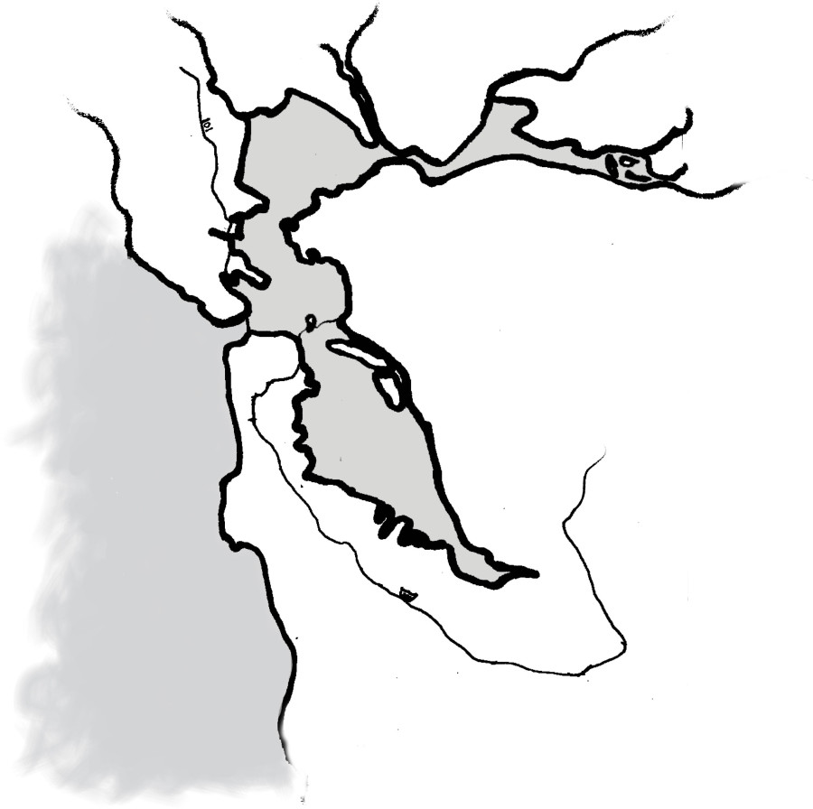 Illustration of the San Francisco Bay Area by Catherine Silvestri
