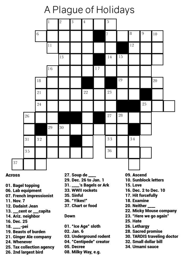 Answers to Crossword: A Plague of Holidays