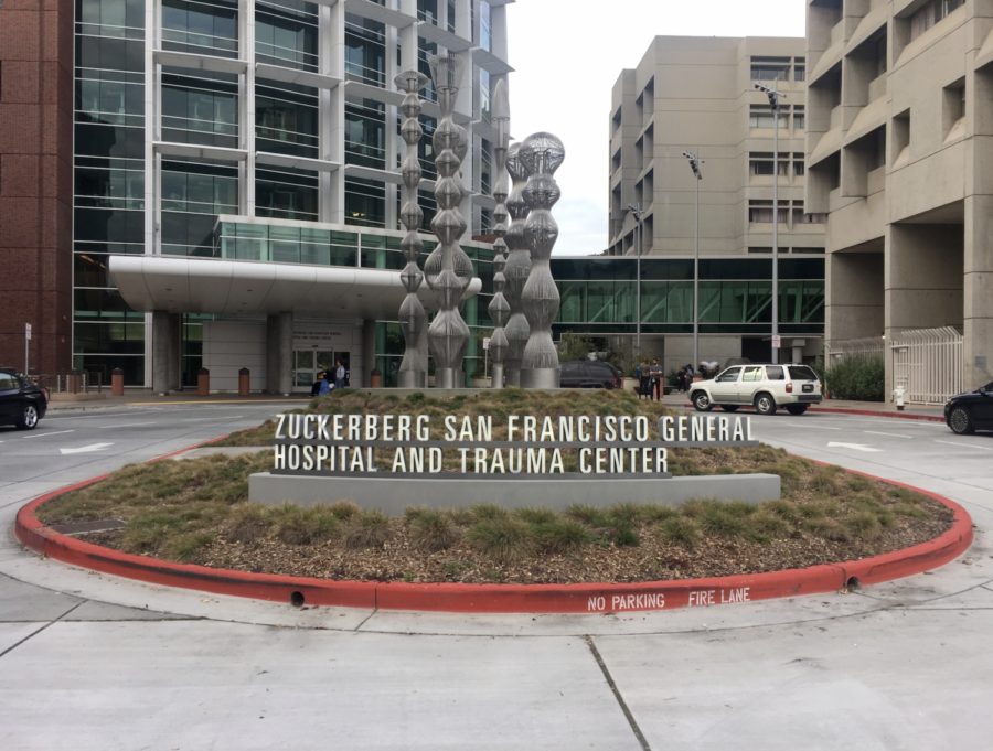 Entrance to ZSFG Hospital on Jan. 20. By Zoe Lusk, Caboose Editor.