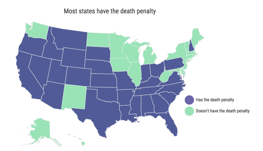States with the death penalty. Source: deathpenaltyinfo.org. Infographic credit: Kian Nassre.
