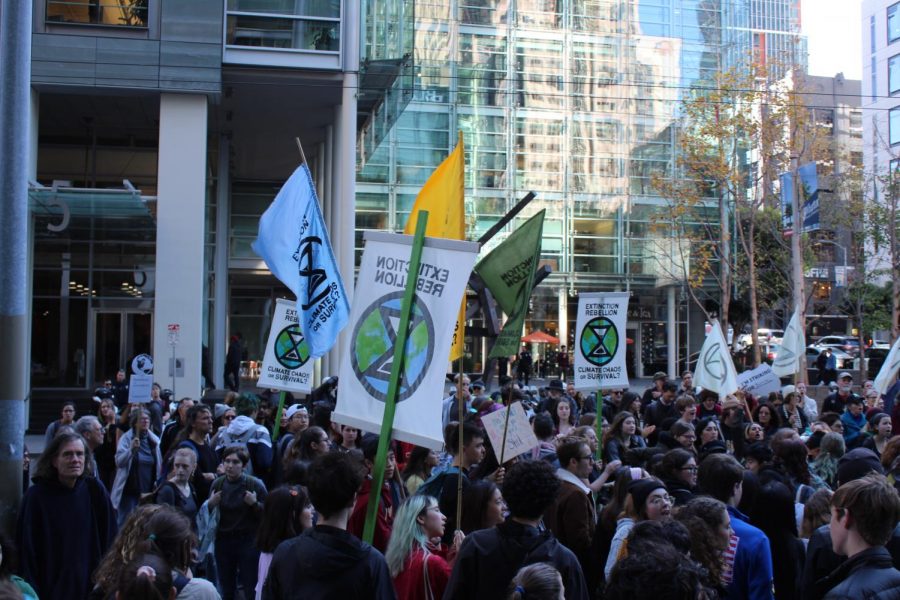 Activists protesting outside of Blackrock in San Francisco on December 12th, 2019. 