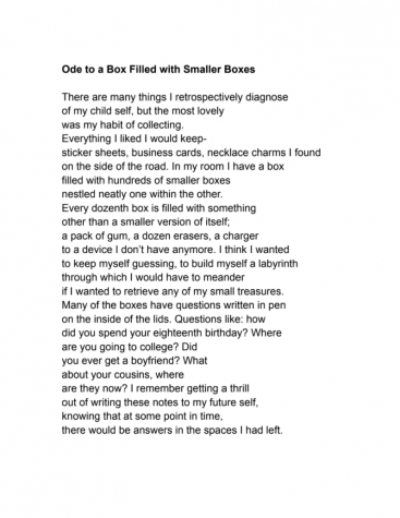 AJ Jolishs Poem Ode to a Box Filled with Smaller Boxes