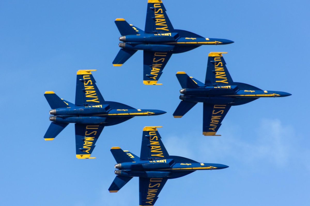 Blue Angels flying over San Francisco on Oct. 13. Photo credit: Brody Izuel.