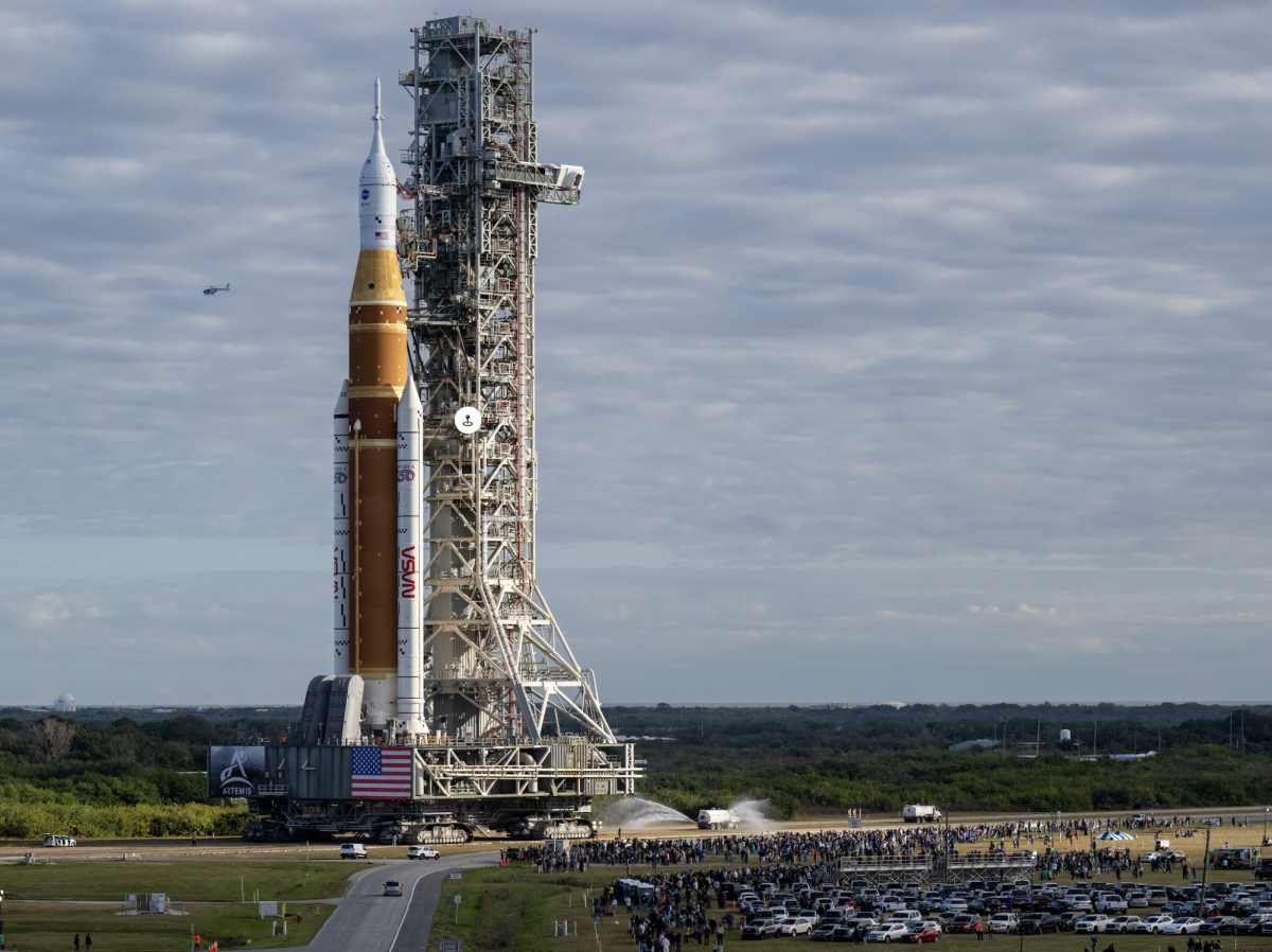 Artemis II rocket on Jan. 17. Photo credit: Keegan Barber.