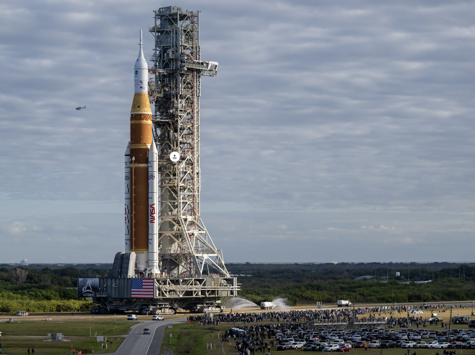 Artemis II rocket on Jan. 17. Photo credit: Keegan Barber.